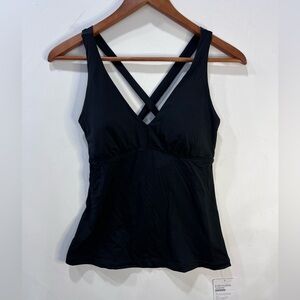 Athleta Black Plunge Cross-Back Tankini Top NWT